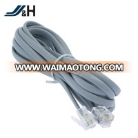 Grey Copper Wire 4C Rj11 Telephone Cable Wire With Rj-11 Plugs