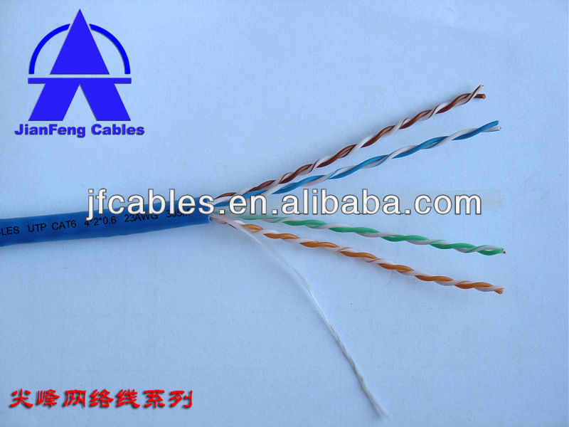 jianfeng high quality 23 awg Lan cable Network Lan Cable UTP CAT.6 With Max Transmitting frequency 250 MHZ